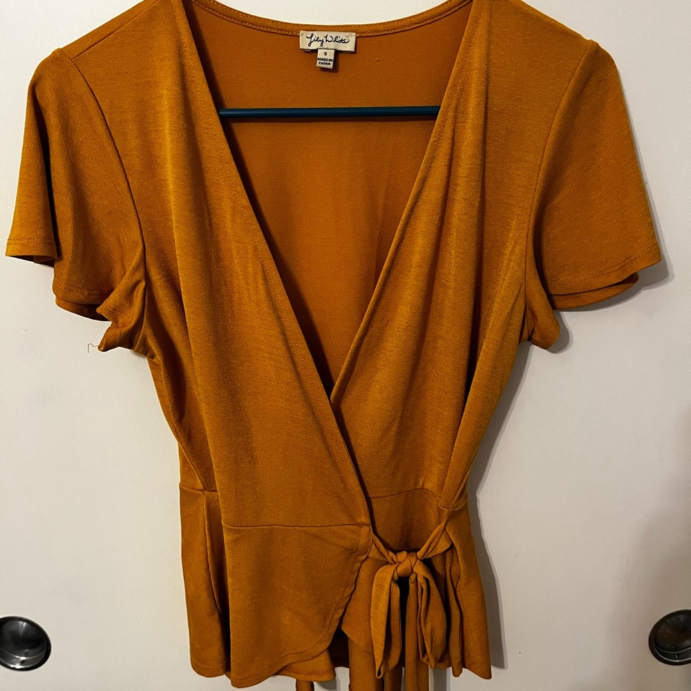 Women's Mustard Wrap Top